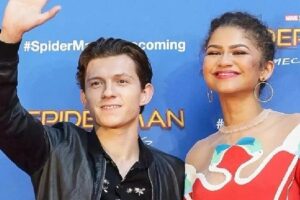 Tom Holland dan Zendaya di acara promosi "Spider-Man: Homecoming" di Spanyol pada tahun 2017. Foto oleh Splash News